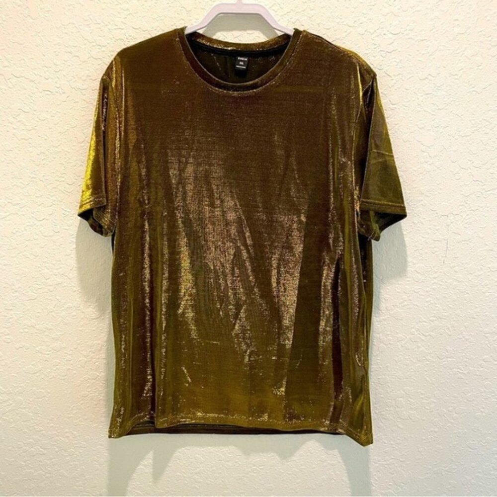 SHEIN Holographic Oversized Metallic Tee Size XXL